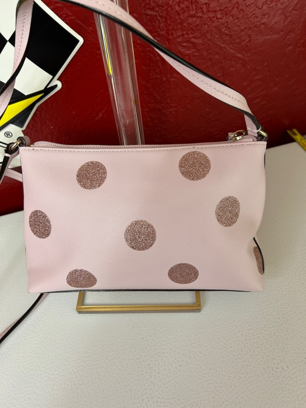 kate spade Light Pink Crossbody with Rose Gold Glitter Polka Dots - Picture 3 of 8